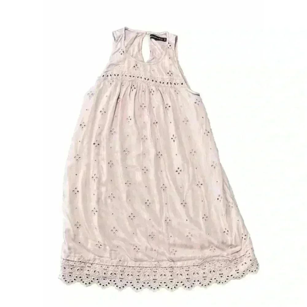 Abercrombie & Fitch Tank Dress Womens Sz S Blush Pink Eyelet Pockets Lined D1